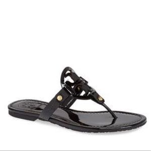 Tory Burch Black Patent leather miller sandals